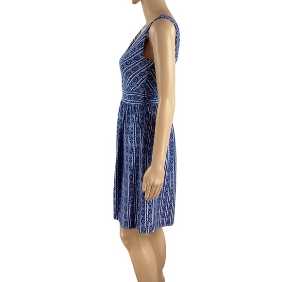 Maeve Anthropologie Blue Geometric Fit & Flare Dress Size 2 - Picture 4 of 7